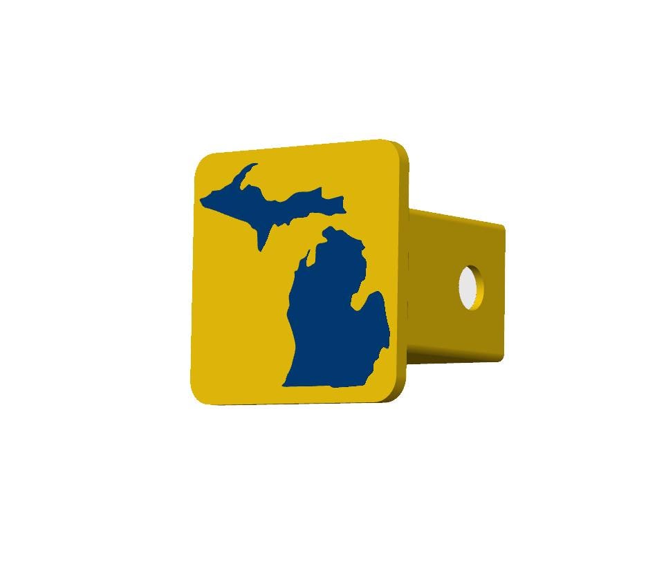 Michigan Go Blue Spirit Hitch Cover - 2" - State of Michigan or U.P.