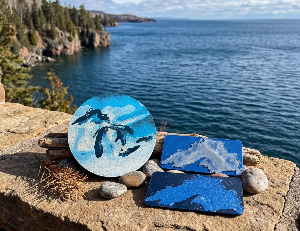 Great Lakes Magnet Set – Lake Superior, Midwest Fridge Art (3 Magnets)