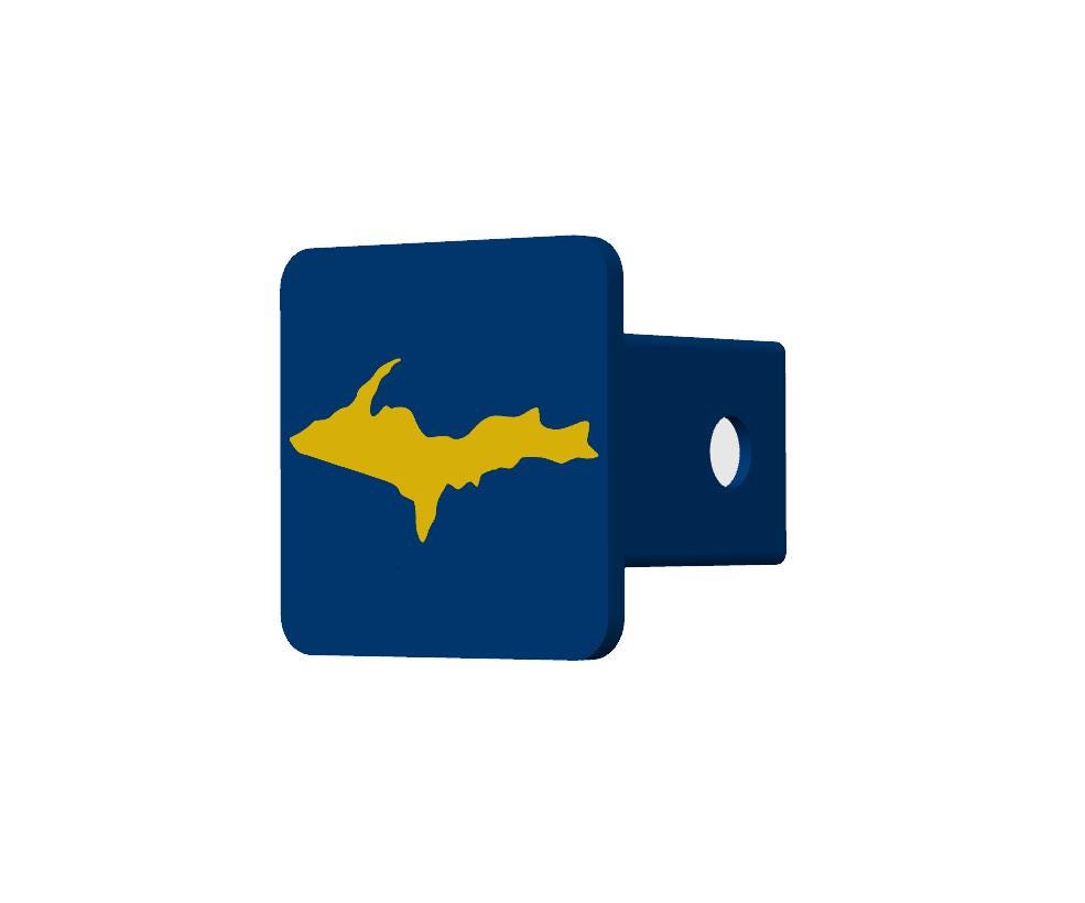 Michigan Go Blue Spirit Hitch Cover - 2" - State of Michigan or U.P.