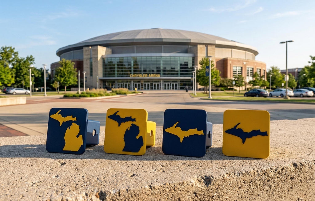 Michigan Go Blue Spirit Hitch Cover - 2" - State of Michigan or U.P.