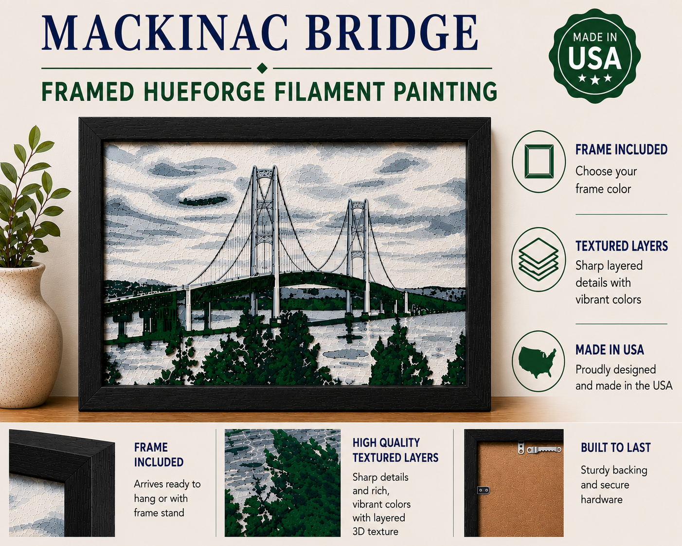 Mackinac Bridge "Mighty Mac" HueForge Filament Painting