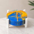Marquette Ore Dock Coaster Set – 4pc with Holder, Cork Bottoms, Custom, UP Michigan Décor
