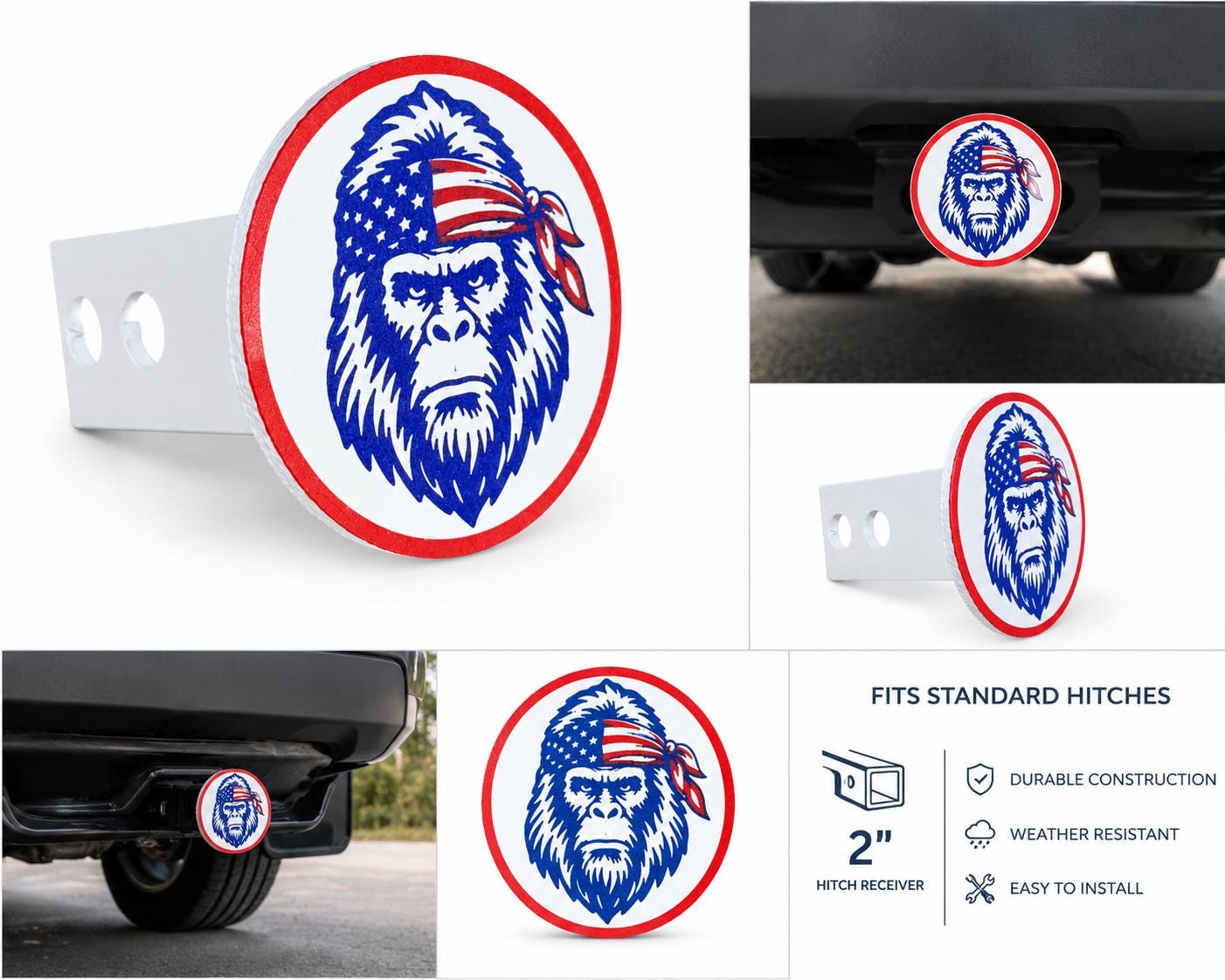 Sasquatch American Badass Hitch Cover - 2"
