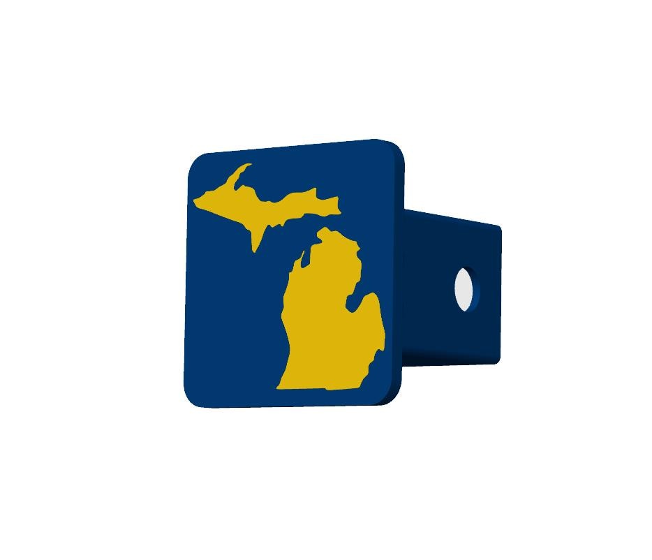 Michigan Go Blue Spirit Hitch Cover - 2" - State of Michigan or U.P.