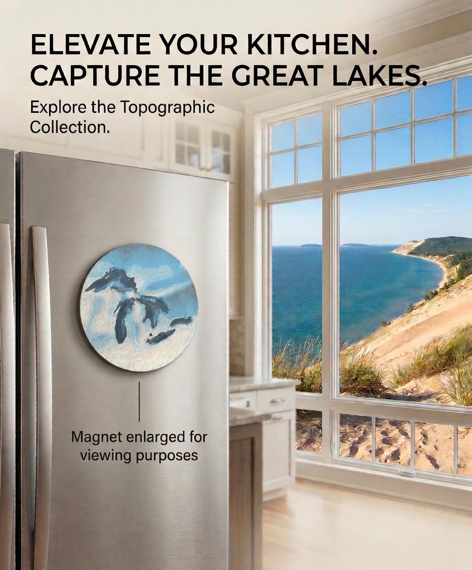 Great Lakes Topographic Magnet – Michigan Midwest Fridge Art