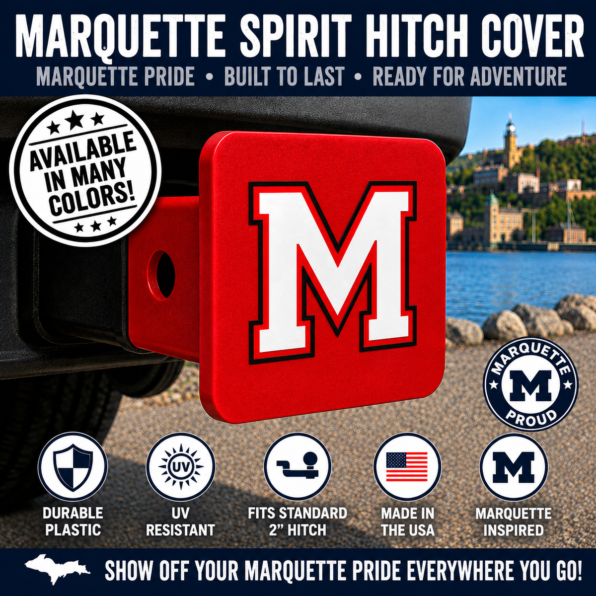 Marquette Spirit Hitch Cover - 2" - Upper Peninsula of Michigan